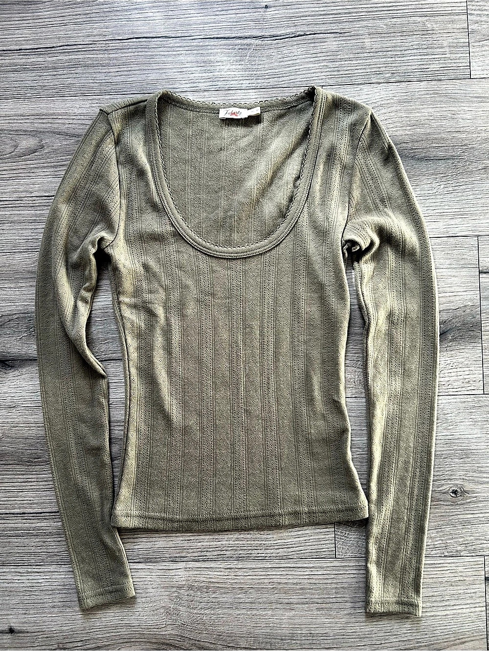 Faherty Pacific Pointelle Scoop Neck Long Sleeve Top XS